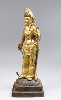 Chinese Gilt Bronze Figure of Guanyin