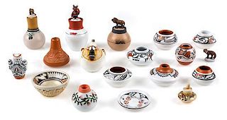 A Collection of Chemehuevi Pottery Articles Height of tallest 2 inches.