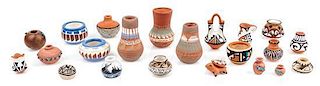A Collection of Native American Pottery Articles Height of tallest 1 3/4 inches.