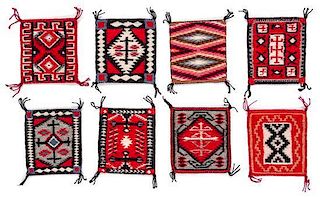 Eight Navajo Wool Rugs Each approximately 3 3/4 x 3 1/2 inches.