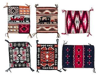 Six Navajo Wool Rugs Largest 5 x 3 1/2 inches.