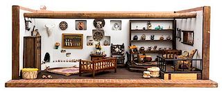 A Southwestern Style Room Box Height 9 1/2 x width 24 3/8 x depth 16 1/2 inches.