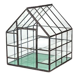 A Lady Jane Glass Conservatory Height 9 x width 7 3/4 x depth 8 3/8 inches.