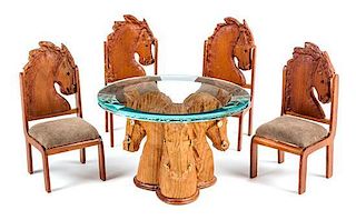 An Equestrian Themed Dining Suite Height of dining chair 3 3/4 inches.