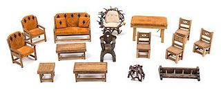 An Assembled Group of Furniture Articles Width of settee 2 1/2 inches.