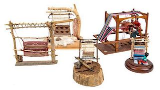 Five Models of Native American Looms Height of tallest 7 inches.