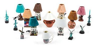 Ten Southwestern Style Table Lamps Height of tallest 2 1/2 inches.