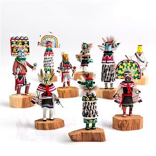 A Group of Sixteen Hopi Kachina Dolls Height of tallest 2 1/8 inches.
