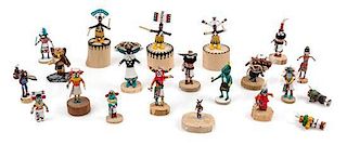 A Group of Native American Kachina Dolls Height of tallest 2 1/4 inches.