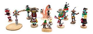 A Group of Native American Kachina Dolls Height of tallest 2 3/8 inches.