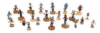 A Group of Native American Kachina Dolls Height of tallest 2 inches.
