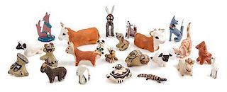 A Group of Native American Animal Figures Width of widest 2 3/8 inches.