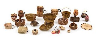 A Collection of Baskets Width of widest 2 1/2 inches.