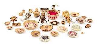 A Collection of Native American Baskets Diameter of largest 1 3/4 inches.