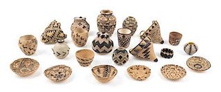 A Group of Native American Woven Vessels Height of tallest 2 1/8 inches.