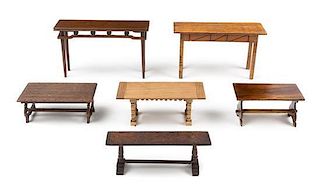 A Group of Six Tables Height of tallest 2 3/4 inches.