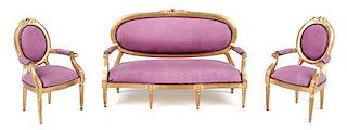 A Louis XV Style Parlor Suite Width of settee 5 3/8 inches.