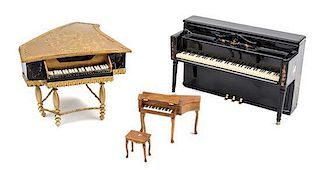 Three Models of Pianos Height of tallest 3 1/4 inches.