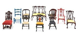 A Group of Ten Chairs Height of tallest 4 inches.