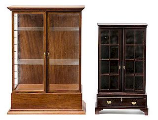 Two Display Cabinets Height of tallest 8 inches.