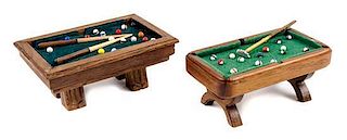 Two Pool Tables Height of first 1 3/8 x width 3 3/8 x depth 2 1/8 inches.