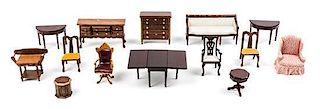 A Group of Fourteen Furniture Articles Height of tallest 2 inches.