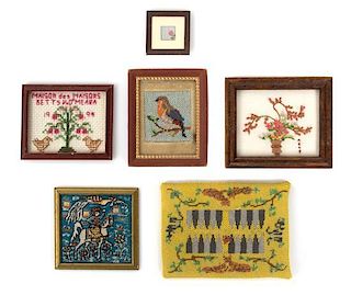A Group of Six Needlepoint Articles Largest 2 x 2 3/4 inches.