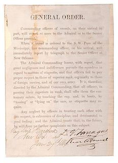 Admiral Farragut Signed General Order Restoring Discipline in New Orleans, January 27, 1864 