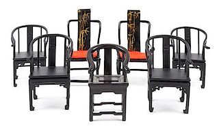 Seven Chinese Style Chairs Height of tallest 3 7/8 inches.