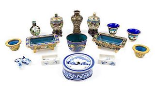 A Group of Cloisonne Articles Height of tallest 2 3/8 inches.