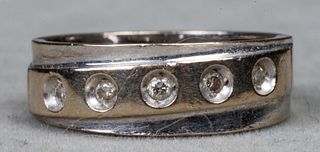 Mid-Century Modern 14K White Gold Diamond Ring