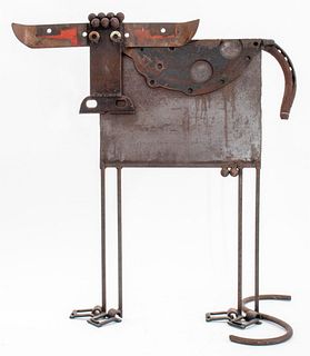 William Heise "Bull" Forged Iron Sculpture, 20th C