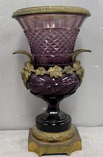 Fine Quality Bronze Mounted Amethyst Glass Urn