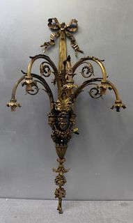 Impressive Large Patinated and Dore Bronze Sconce.