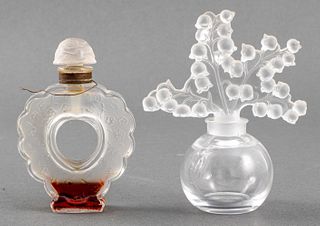 Lalique Crystal Glass Perfume Bottles, 2