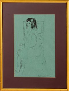 Feliciano Bejar Girl Seated on Chair Drawing