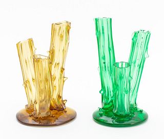 Carder Steuben "Triple Stump" Bud Vases, 2