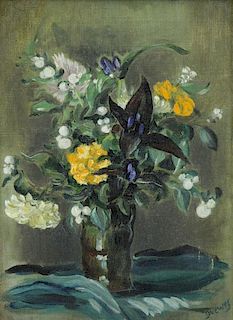 DREWES, Werner. Oil on Canvas. Floral Still Life,