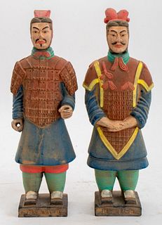 Xian Style Pair of Polychrome Tomb Figures, 2