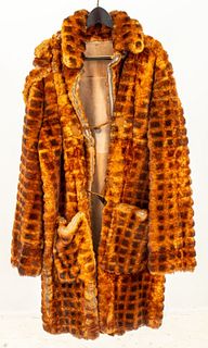 Dyed Rabbit Waffle Fur Coat with Detachable Hood