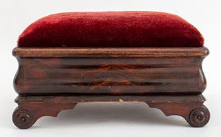 Victorian Style Mahogany Upholstered Footrest