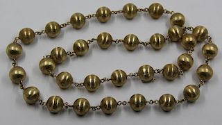 JEWELRY. Italian 14kt Gold Beaded Necklace.