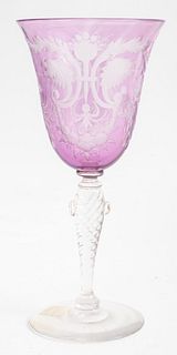 Carder Steuben Engraved Amethyst Cintra Wine Glass