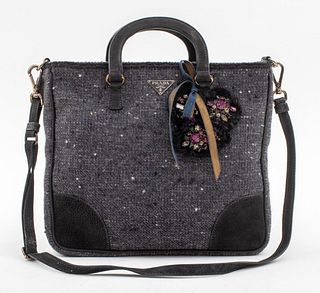 Prada Grey Tweed Handbag