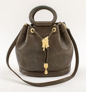 Barry Kieselstein Cord Olive Leather Bucket Bag