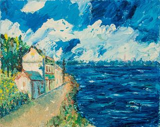 Jackie Cottages by the Sea Oil on Canvas