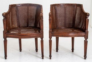 Continental Neoclassical Style Caned Bergeres, Pr