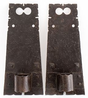 Arts and Crafts Forged Iron Pricket Sconces, Pair