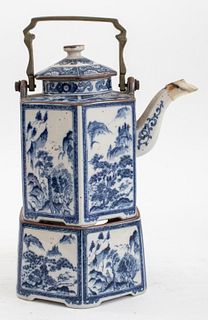 Japanese Porcelain Teapot With Warmer Stand