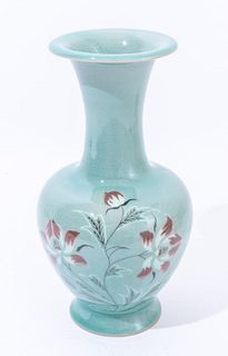 Korean Celadon Peony Porcelain Vase